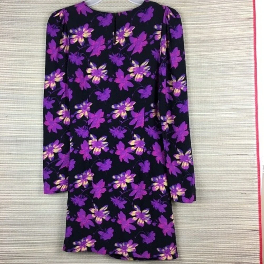 MAJE Ruched Floral Print Crepe Mini Dress Size S